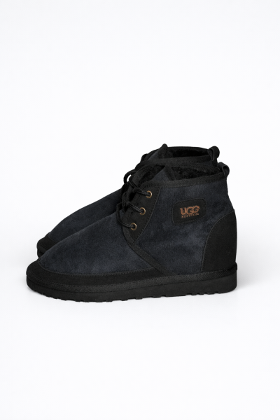 Bağcıklı Süet Tüylü Kadın Bot - Siyah