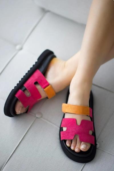 Herms Sandalet Fuşya